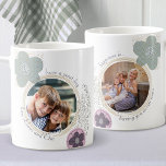 Glück ist .. 2 Foto Rosa Grün Pop Kunst Blume Kaffeetasse<br><div class="desc">Maßgeschneiderte Foto-Tasse mit abstrakten Pop-Kunst-Blume und Lackdesign Spritzer in gedämpften Tönen von Rosa und Grün. Die gesamte Formulierung, die Ihre Bilder umrahmt, ist vollständig editierbar und liest derzeit "haben einen schönen Tag .. Liebe [Ihr Name(n)]" auf der einen Seite und "Glück ist .. Sie als unsere Mutter" auf der anderen...</div>