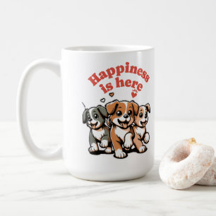 Glück ist da Hund Lover Niedliche Welpe Kaffeetasse