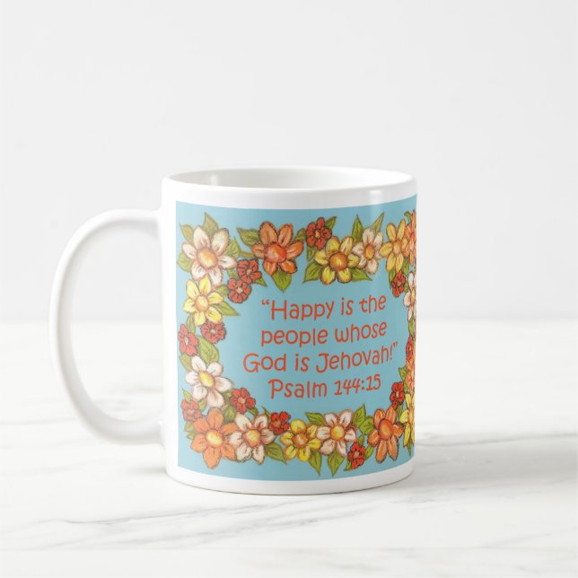 Glück ist das Volk Gott ist Jehovah Scripture Tass Kaffeetasse (Links)