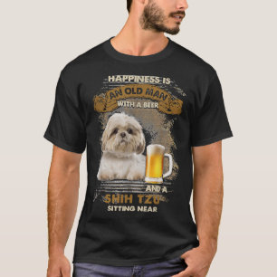 Glück ist ein alter Mann mit einem Bier und einem  T-Shirt