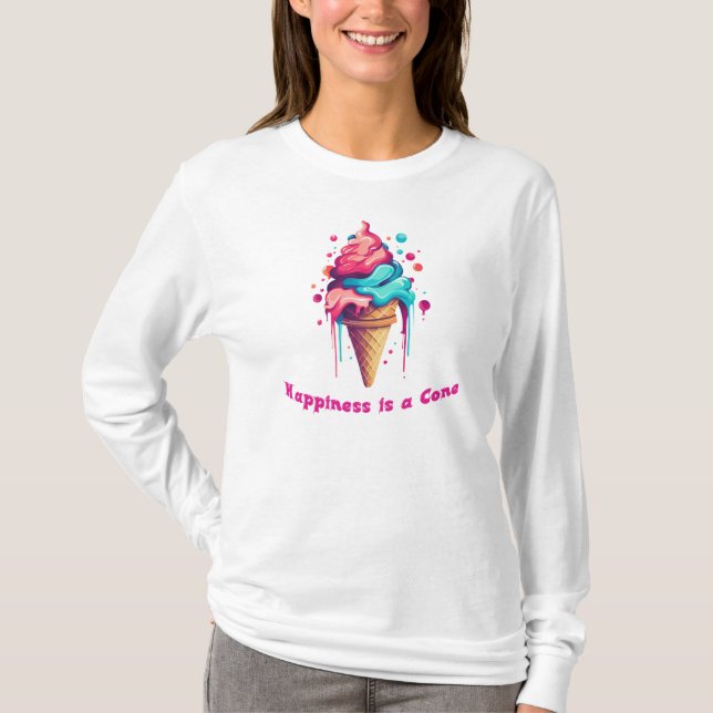 Glück ist ein Eiscreme-Knochen T-Shirt (Vorderseite)