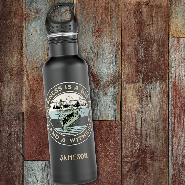 Glück ist ein großer Fisch und ein Zeuge Edelstahlflasche (Von Creator hochgeladen)