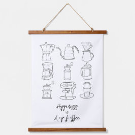 Glück ist ein Kaffee Wandteppich Mit Holzrahmen