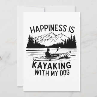 Glück ist ein Kajak mit meinem Hund draußen Campin Einladung