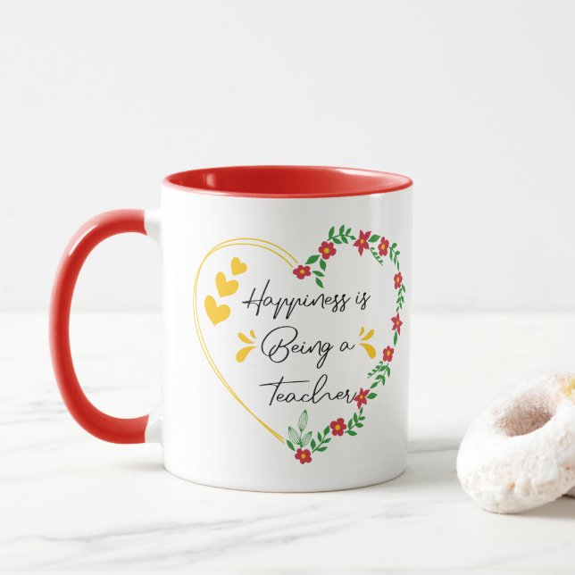 Glück ist ein Lehrer Funny Teaching Liebhaber Tasse (Mit Donut)