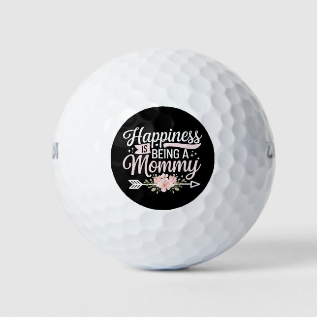 Glück ist ein Muttertag der Mama-Blumenmutter Golfball (Vorderseite)