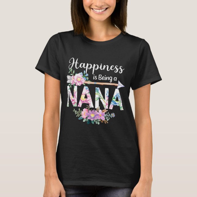 Glück ist ein Nana Women Blume Dekor Grand T-Shirt (Vorderseite)