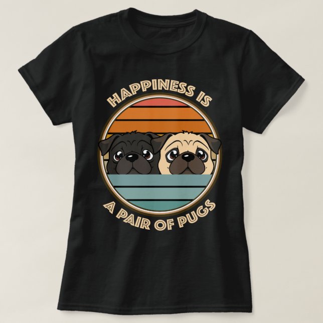 Glück ist ein Paar Möpsen Niedlicher Mops T-Shirt (Design vorne)
