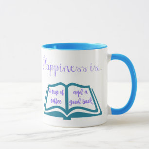 Glück ist ein Tasse Kaffee und ein gutes Buch