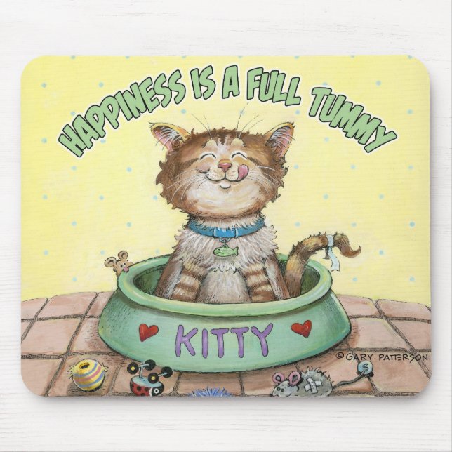 Glück ist ein voller Bauch Mousepad (Vorne)