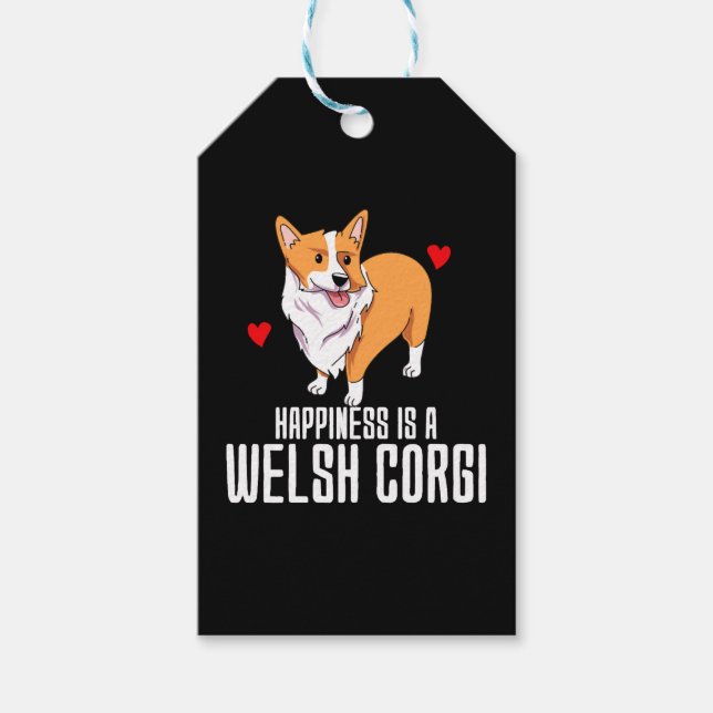 Glück ist ein walisischer Corgi Geschenkanhänger (Vorderseite)