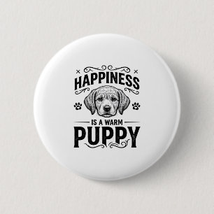 Glück ist ein warmer Welpe Vintage-Hund-Shirt-Desi Button