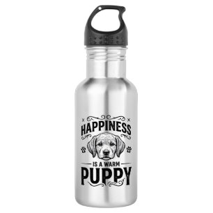 Glück Ist Ein Warmer Welpe Vintage Hund Shirt Desi Edelstahlflasche