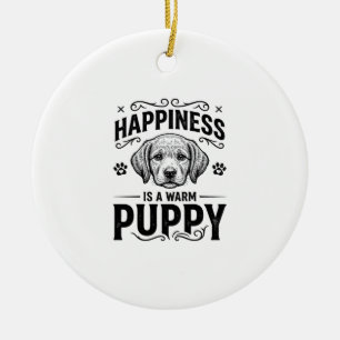 Glück Ist Ein Warmer Welpe Vintage Hund-Shirt Desi Keramik Ornament