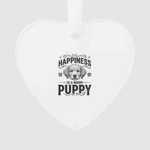 Glück Ist Ein Warmer Welpe Vintage Hund-Shirt Desi Ornament
