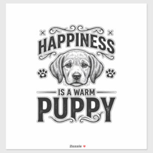 Glück Ist Ein Warmer Welpe Vintage Hundeshirt Desi Aufkleber