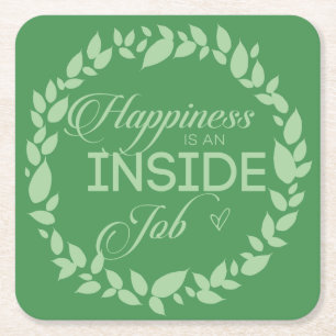 Glück ist eine inländische Job-Green-Kranz-Seite Rechteckiger Pappuntersetzer