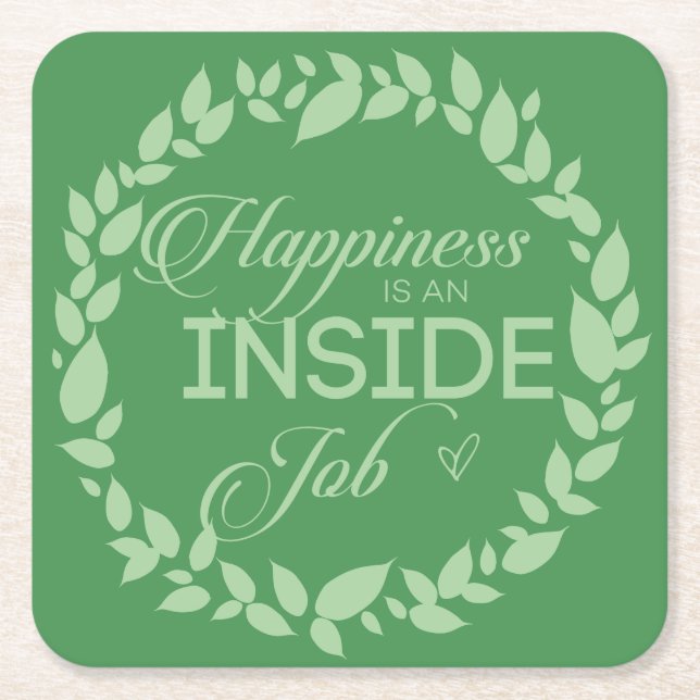 Glück ist eine inländische Job-Green-Kranz-Seite Rechteckiger Pappuntersetzer (Vorderseite)