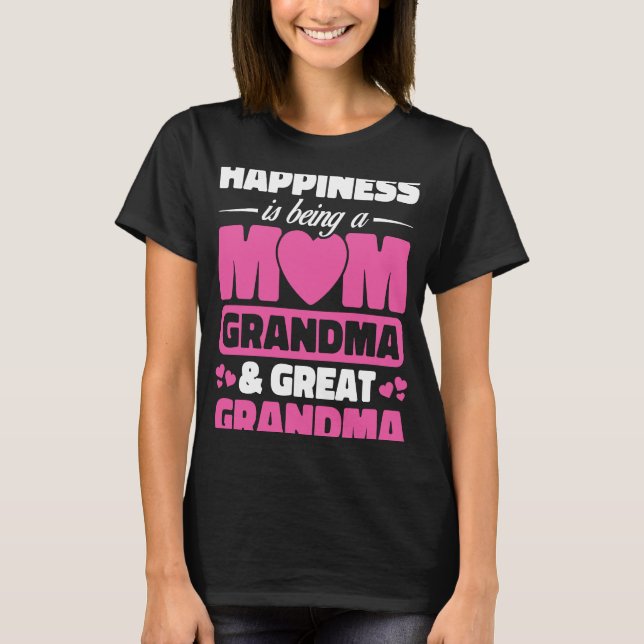 Glück ist eine Mama große Oma Mütter Da T-Shirt (Vorderseite)