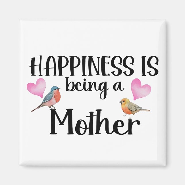 Glück ist, eine Mutter zu sein Vögel Herz Mama Ges Magnet (Vorne)
