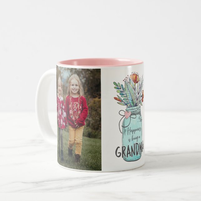 Glück ist eine Oma Custom Foto Tasse (Vorderseite Links)