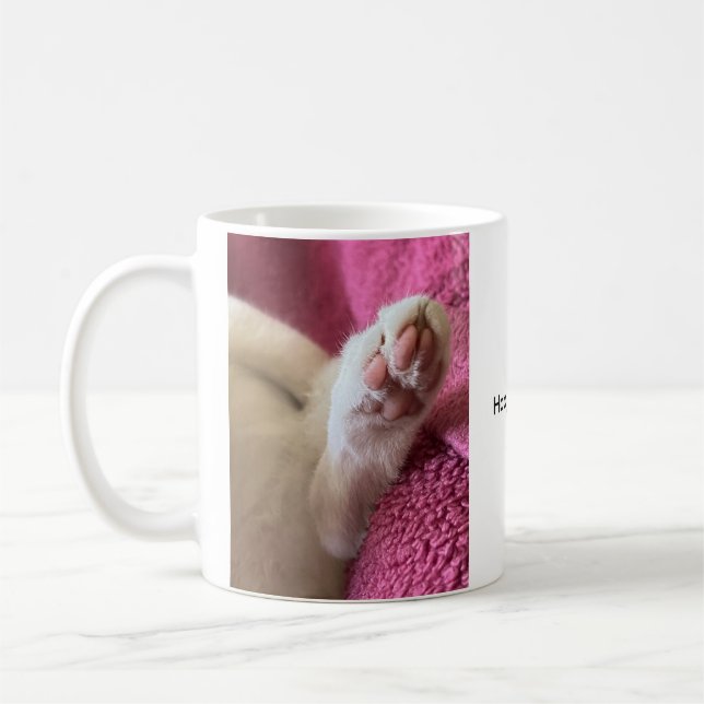 Glück ist eine warme Katze. Katzen-Kaffeetasse Kaffeetasse (Links)