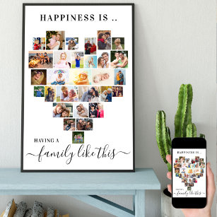 Glück ist Familie wie dieses Herz Foto Collage Poster