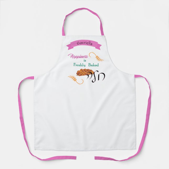 Glück ist frisch gebacken Challah Pink Schürze (Vorderseite)