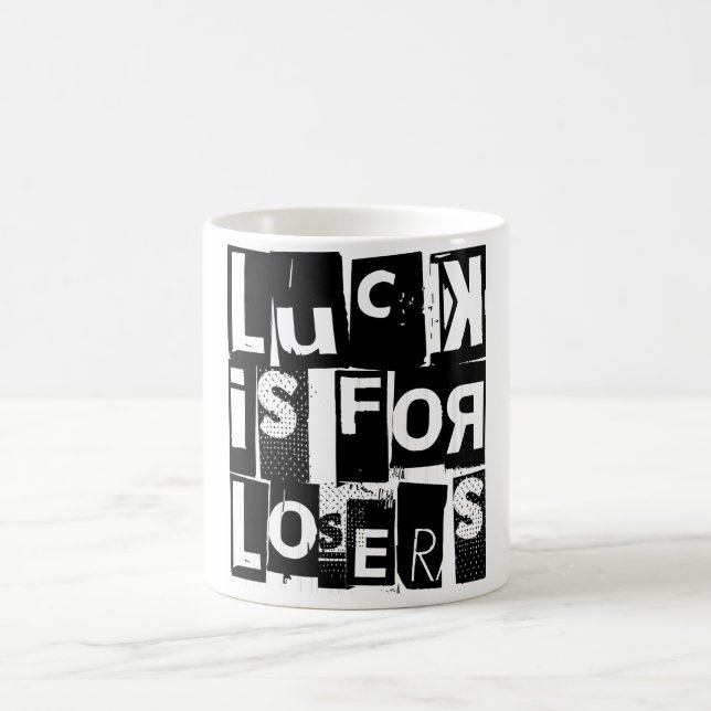 Glück ist für Verlierer Funny Zitat schwarze Typog Kaffeetasse (Mittel)