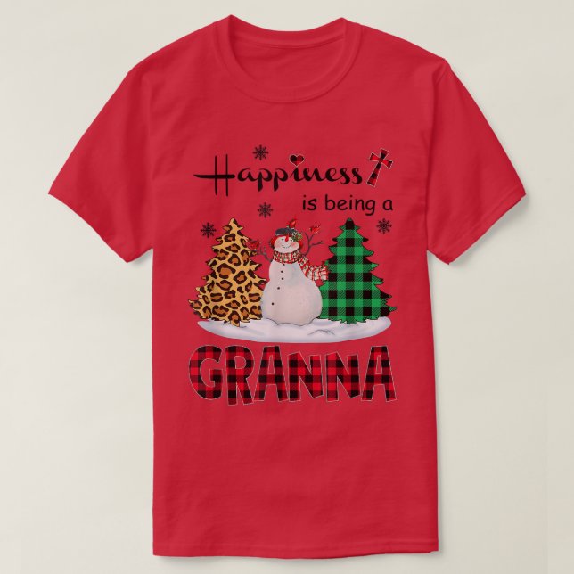 Glück ist Granna Snowman Frohe Weihnachten T-Shirt (Design vorne)