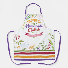 Glück ist hausgemachte Challah Floral & Streifen Schürze