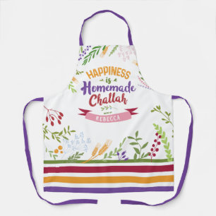 Glück ist hausgemachte Challah Floral & Stripes Ap Schürze