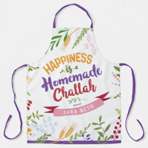 Glück ist hausgemachte Challah HUGE Floral Schürze