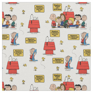 Glück ist! Klassischer Peanuts-Gruppen-Zitat Stoff