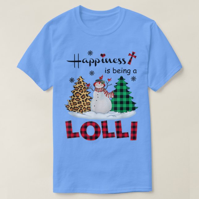 Glück ist Lolli Snowman Frohe Weihnachten T-Shirt (Design vorne)