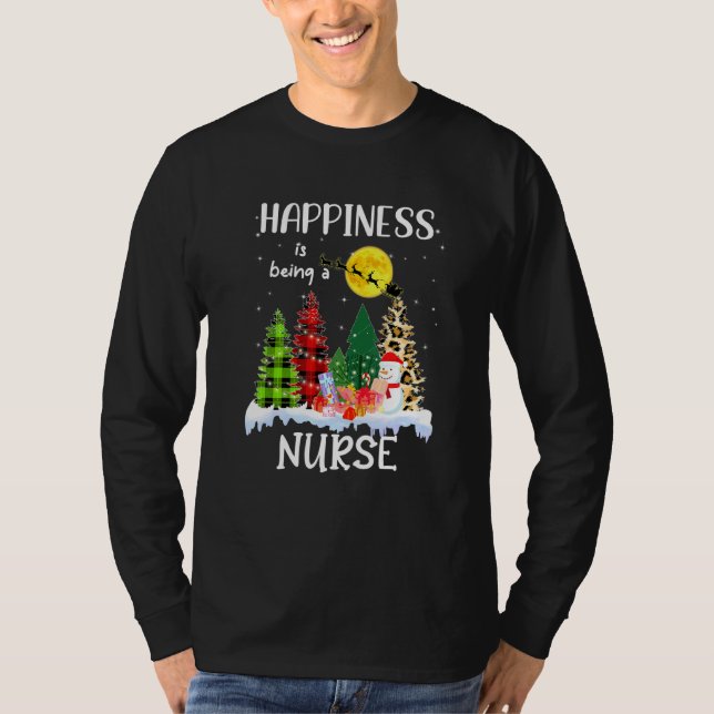 Glück ist Nurse Leopard Weihnachtsbaum Sn T-Shirt (Vorderseite)