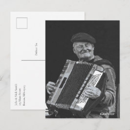 Glück ist, Paris Musiker Schwarz & Weiß Kunst Postkarte