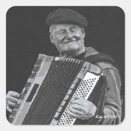 Glück ist, Paris Musiker Schwarz & Weiß Kunst Quadratischer Aufkleber