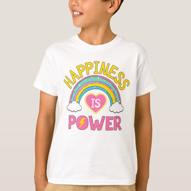 Glück ist Power Regenbogen T-Shirt (Vorderseite)