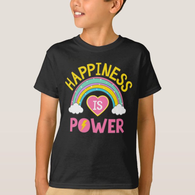 Glück ist Power Regenbogen T-Shirt (Vorderseite)