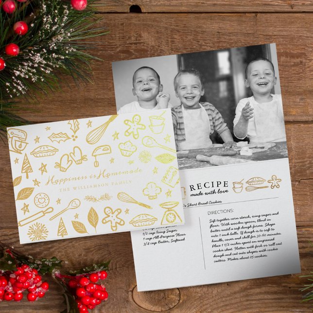 Glück ist selbstgebackenes Foto Folienkarte (Happiness Is Homemade Family Baking Recipe Photo Foil Card)