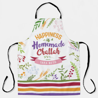 Glück ist Selbstgemachter Challah Blumen & Streife Schürze