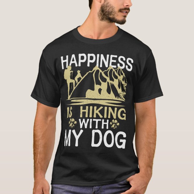 Glück ist Wandern mit meinem Hund Outdoor-Wandern T-Shirt (Vorderseite)