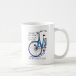 Glück kann man nicht kaufen, blaues Fahrrad Kaffeetasse<br><div class="desc">Einzigartiger,  wasserfarbener zeichn eines blauen Fahrrads mit handgezeichnetem Slogan "Glück kann man nicht kaufen,  aber man kann mit dem Fahrrad und das ist hübsch nah".</div>