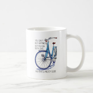 Glück kann man nicht kaufen, blaues Fahrrad Kaffeetasse