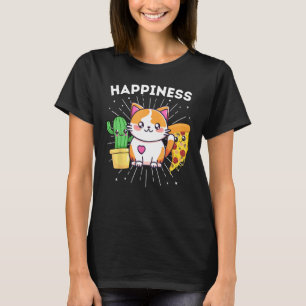 Glück Katzen Pflanzen Pizza Lustig T-Shirt