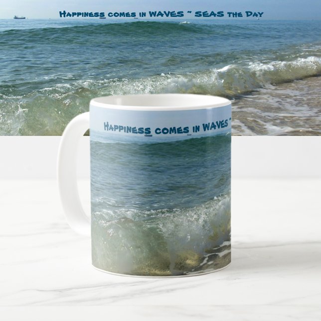 Glück kommt in Waves Breaking Surf Kaffeetasse (Von Creator hochgeladen)