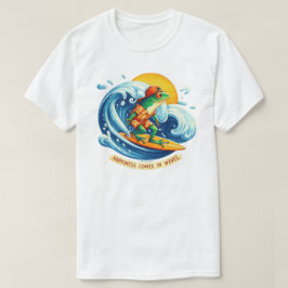 Glück kommt in Waves Grafik-Zitat-T - Shirt