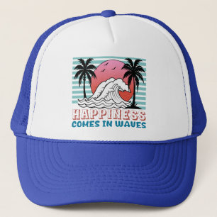 Glück kommt in Waves Retro Beach Truckerkappe