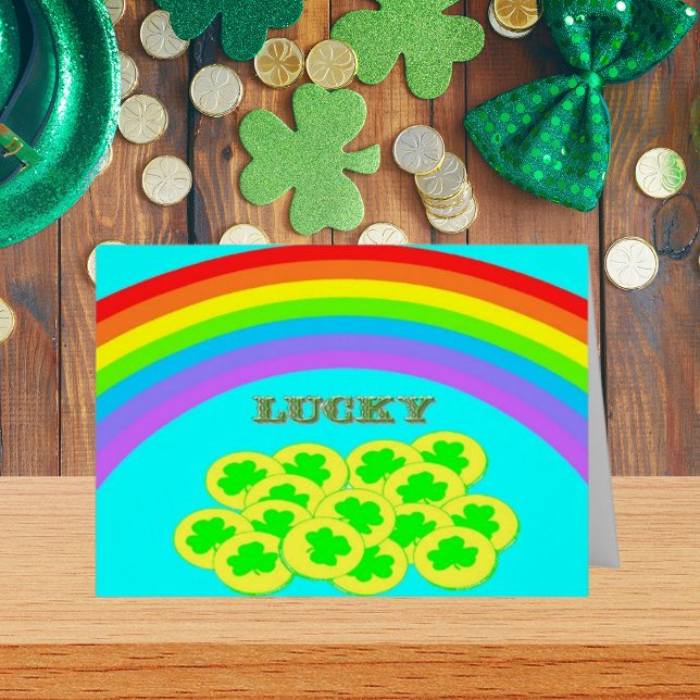 Glück mit Rainbows, Gold und Kleeblättern. ZSSG (Lucky Rainbows Gold & Shamrocks Holiday Card)